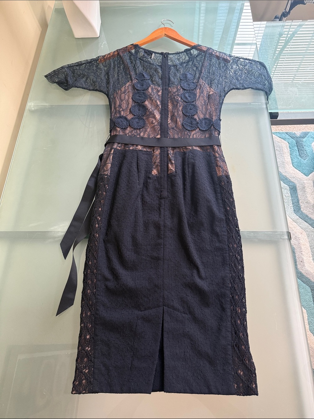 Beguile by Byron Lars for Anthropologie Navy Lace Cocktail Dress Designer Size S - Picture 5 of 10